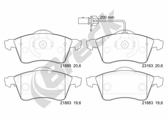 Brake Pad Set, disc brake BRECK 21885 00 701 10