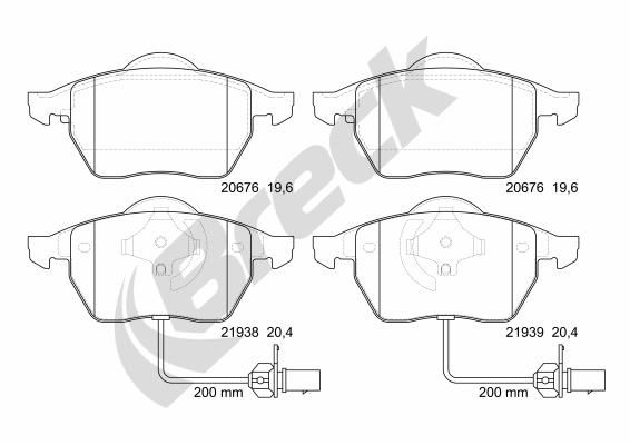 Brake Pad Set, disc brake BRECK 21938 00 701 10