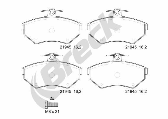 Brake Pad Set, disc brake BRECK 21945 00 701 00