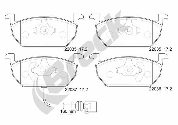 Brake Pad Set, disc brake BRECK 22035 00 701 00