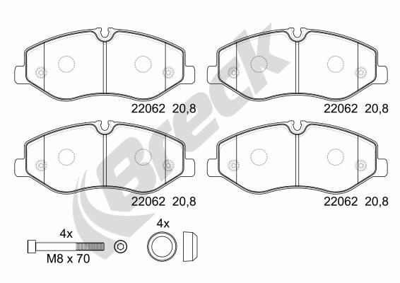 Brake Pad Set, disc brake BRECK 22062 00 703 00