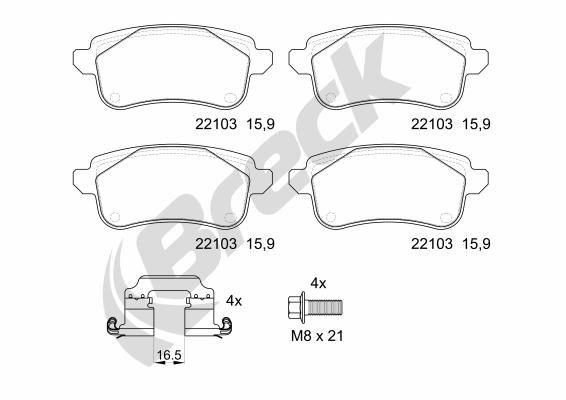 Brake Pad Set, disc brake BRECK 22103 00 704 00