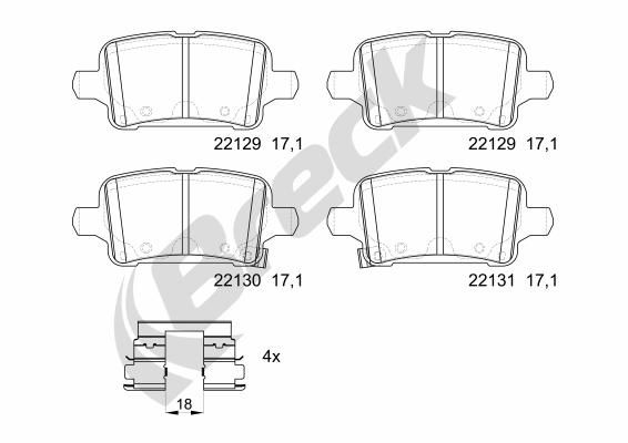 Brake Pad Set, disc brake BRECK 22129 00 704 00