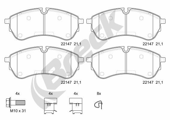 Brake Pad Set, disc brake BRECK 22147 00 703 00