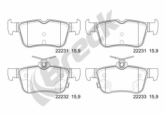 Brake Pad Set, disc brake BRECK 22231 00 702 00