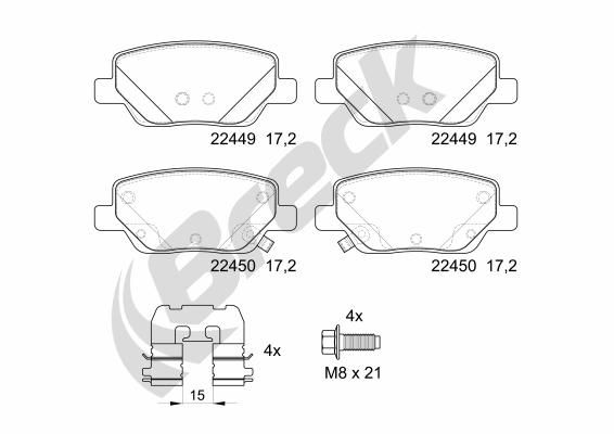 Brake Pad Set, disc brake BRECK 22449 00 704 00