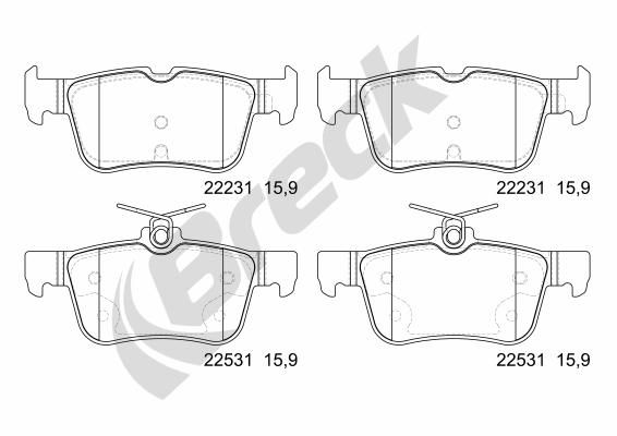 Brake Pad Set, disc brake BRECK 22531 00 702 00