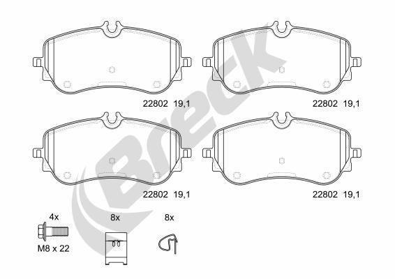 Brake Pad Set, disc brake BRECK 22802 00 703 00