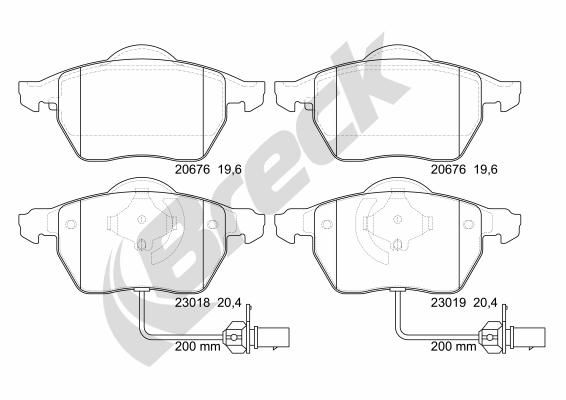 Brake Pad Set, disc brake BRECK 23018 00 701 10