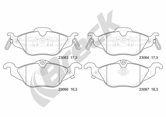 Brake Pad Set, disc brake BRECK 23063 00 702 10