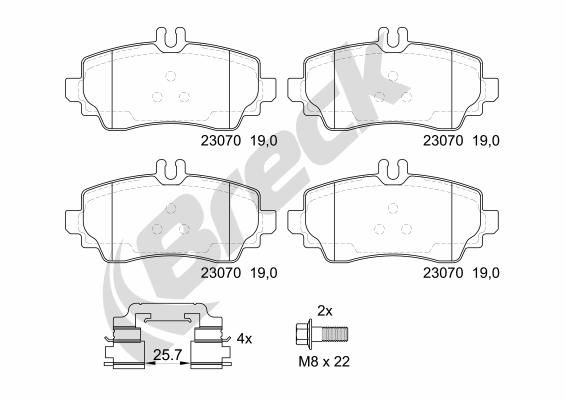 Brake Pad Set, disc brake BRECK 23070 10 701 20