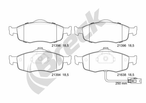 Brake Pad Set, disc brake BRECK 23071 00 701 10