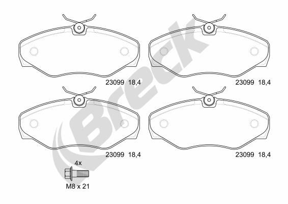 Brake Pad Set, disc brake BRECK 23099 00 703 00