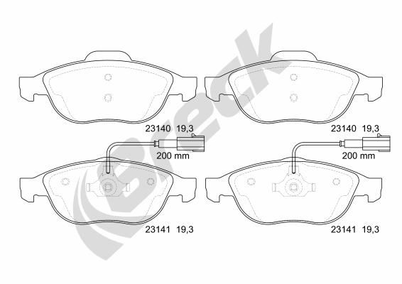 Brake Pad Set, disc brake BRECK 23140 00 701 10