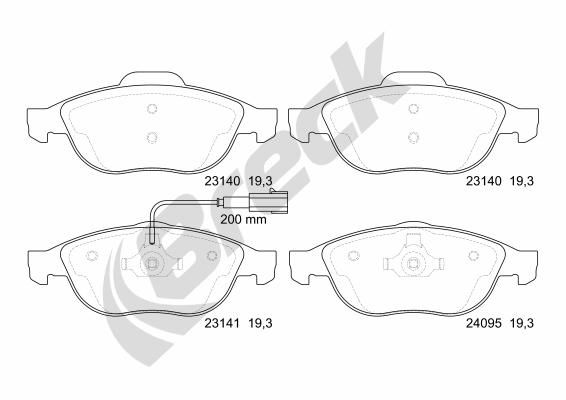 Brake Pad Set, disc brake BRECK 23141 00 701 10