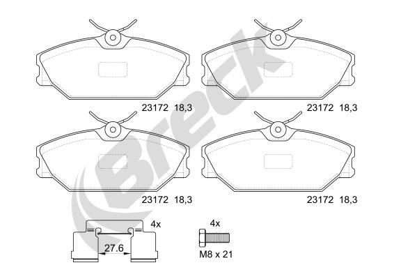 Brake Pad Set, disc brake BRECK 23172 00 702 00