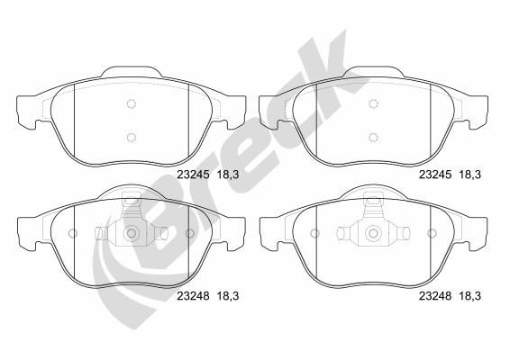 Brake Pad Set, disc brake BRECK 23248 00 701 00