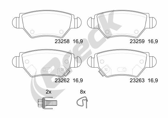 Brake Pad Set, disc brake BRECK 23258 00 704 10