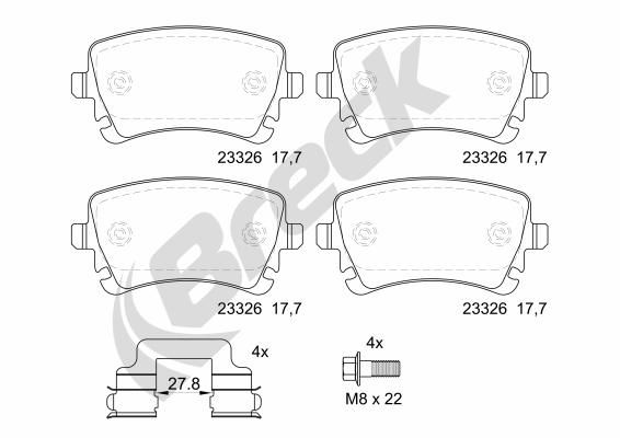 Brake Pad Set, disc brake BRECK 23326 00 702 00