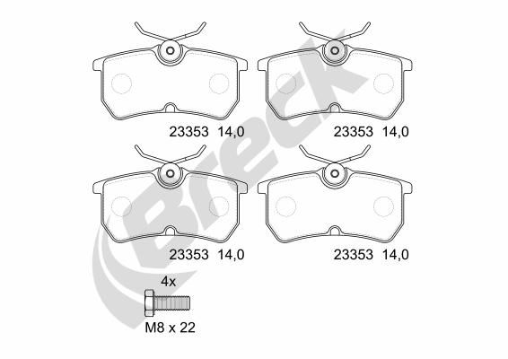 Brake Pad Set, disc brake BRECK 23353 00 704 00