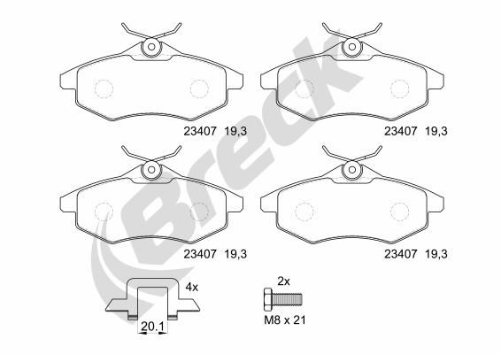 Brake Pad Set, disc brake BRECK 23407 00 702 00