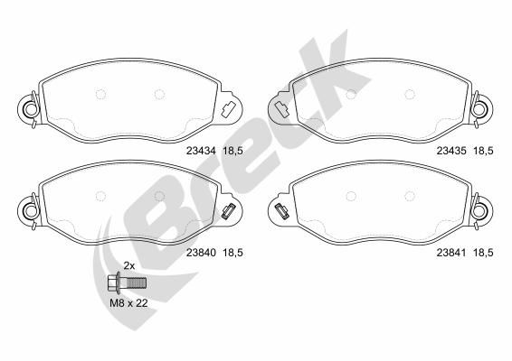 Brake Pad Set, disc brake BRECK 23434 00 703 10