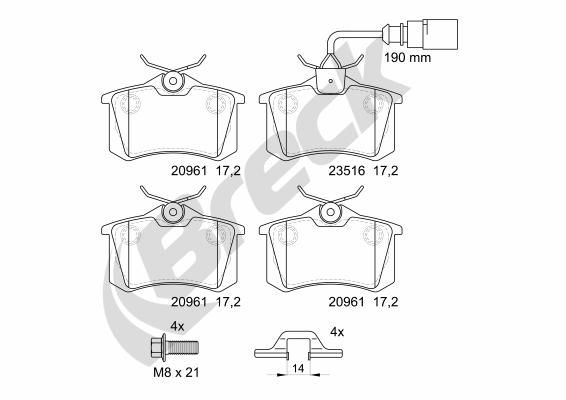 Brake Pad Set, disc brake BRECK 23554 10 704 10