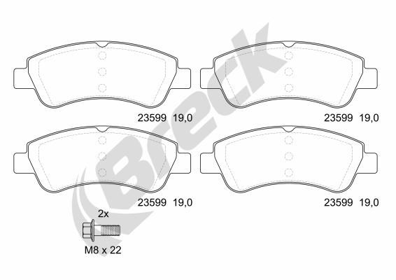 Brake Pad Set, disc brake BRECK 23599 00 701 00