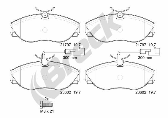 Brake Pad Set, disc brake BRECK 23602 00 703 10