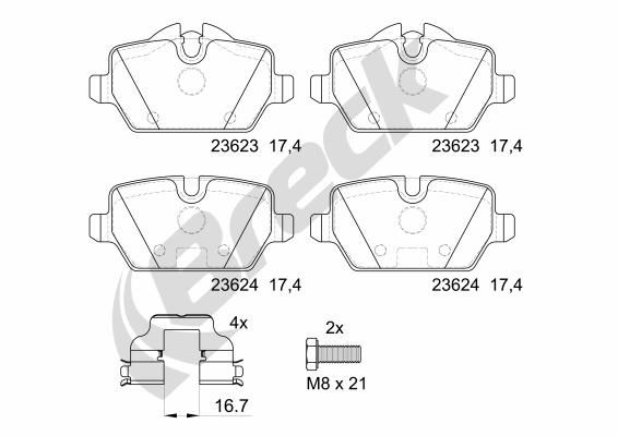 Brake Pad Set, disc brake BRECK 23623 00 704 00