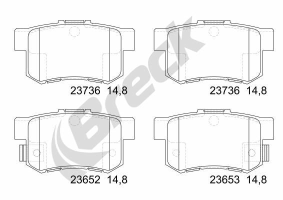 Brake Pad Set, disc brake BRECK 23652 00 704 00