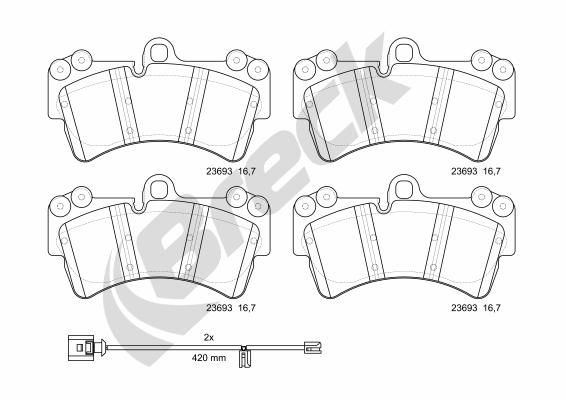 Brake Pad Set, disc brake BRECK 23693 00 553 00