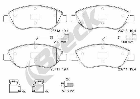 Brake Pad Set, disc brake BRECK 23711 00 701 00