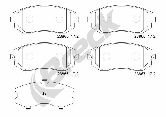 Brake Pad Set, disc brake BRECK 23865 00 701 00