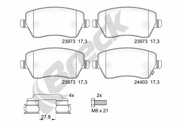 Brake Pad Set, disc brake BRECK 23973 00 702 10