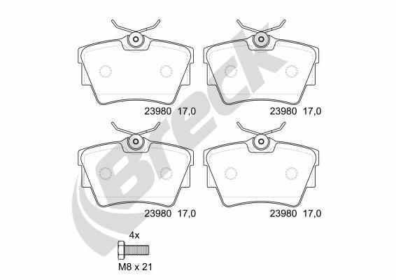 Brake Pad Set, disc brake BRECK 23980 00 703 00