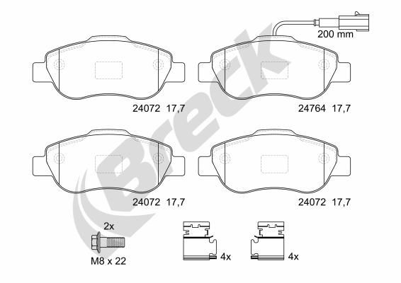 Brake Pad Set, disc brake BRECK 24072 00 702 10