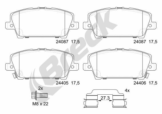 Brake Pad Set, disc brake BRECK 24087 00 701 10