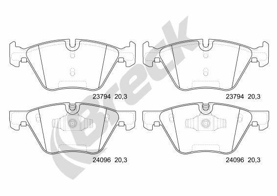 Stabdžių trinkelių rinkinys, diskinis stabdys BRECK 24096 00 701 00
