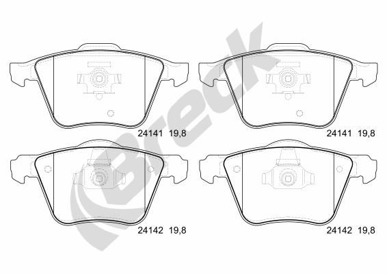 Brake Pad Set, disc brake BRECK 24141 00 551 00