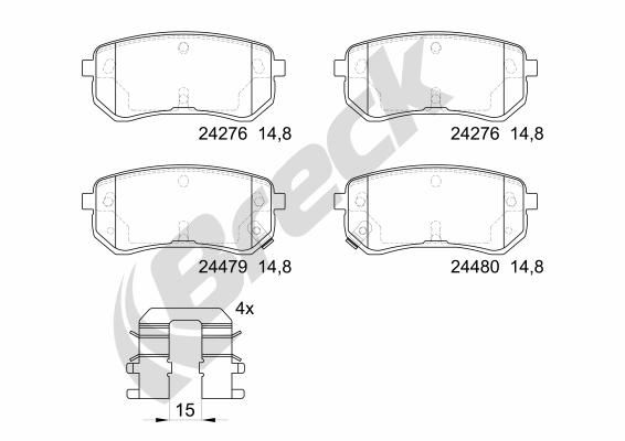 Brake Pad Set, disc brake BRECK 24276 00 704 10