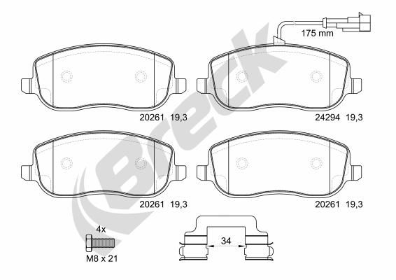 Brake Pad Set, disc brake BRECK 24294 00 701 00