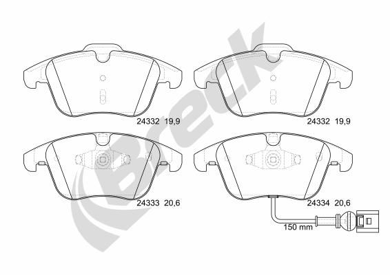 Brake Pad Set, disc brake BRECK 24333 00 701 10