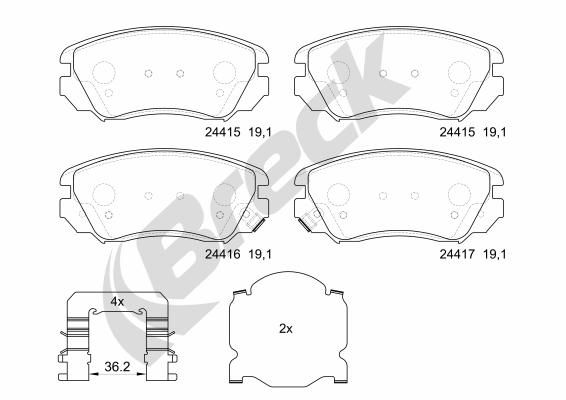 Brake Pad Set, disc brake BRECK 24415 00 701 10