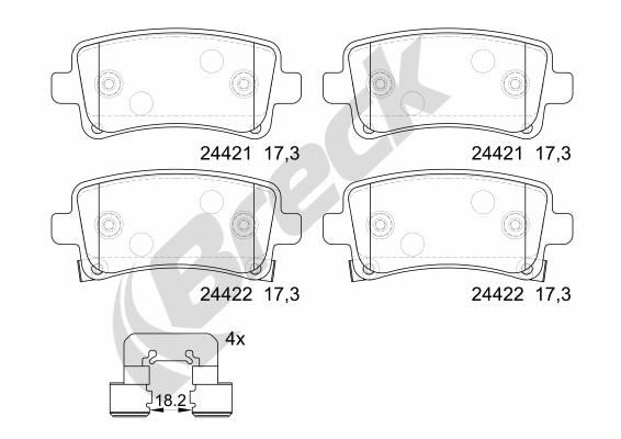 Brake Pad Set, disc brake BRECK 24421 00 704 10