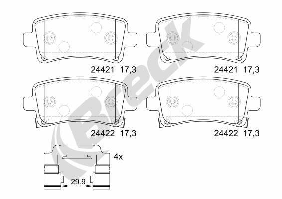 Brake Pad Set, disc brake BRECK 24421 00 704 20