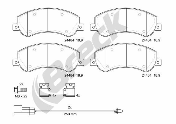 Brake Pad Set, disc brake BRECK 24484 00 703 10