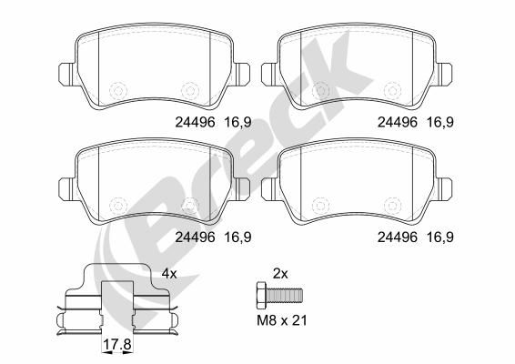 Brake Pad Set, disc brake BRECK 24496 00 702 00