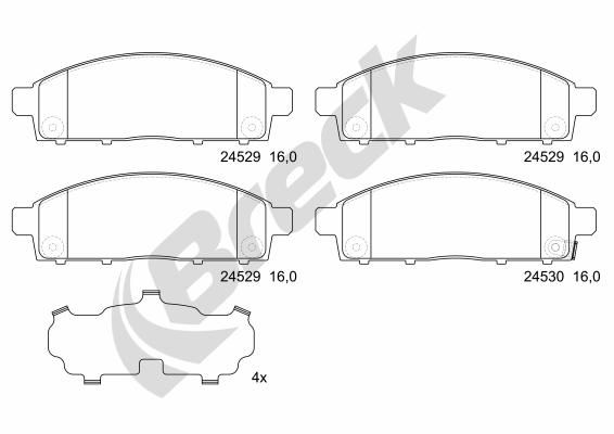 Brake Pad Set, disc brake BRECK 24529 00 701 10