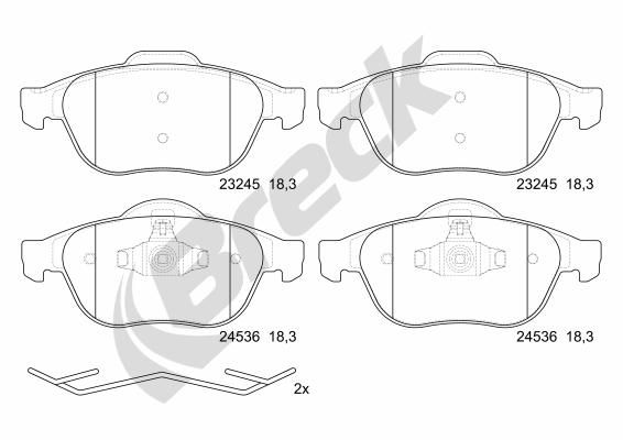 Brake Pad Set, disc brake BRECK 24536 00 701 00